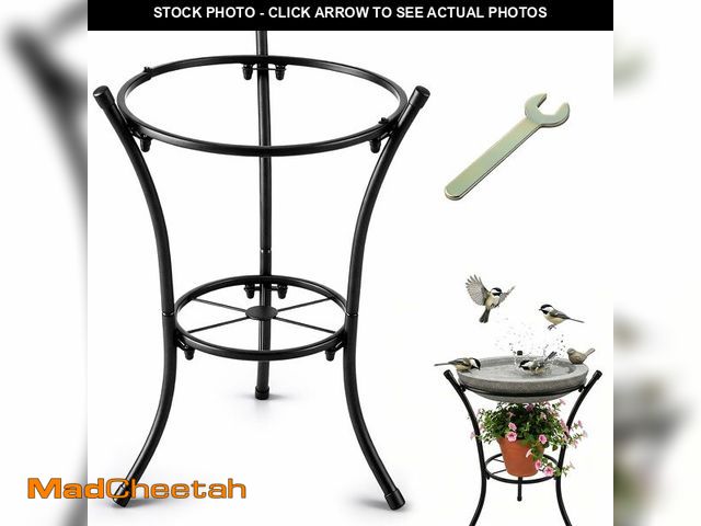 Lot 74-14209406 - HappyAlley 16" Tall Metal Bird Bath Stand, 2-Tier Wrought Iron Plant &amp; Gazing Ball Stand with 6 ...