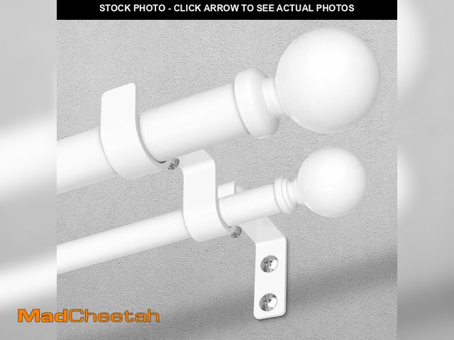 Lot 74-13714036 - Double Curtain Rod, 1 Inch White Dual Extra Long Curtain Rods for Windows 72 to 144 Inch, Decorative...