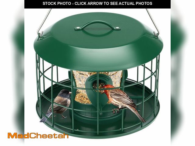 Lot 74-14210421 - Kingsyard Tube Squirrel Proof Bird Feeders for Outdoor Hanging, Metal Caged Bird Feeder with Rain Pr...