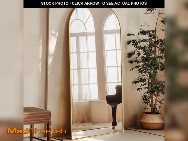 Lot 74-12479855 - Antok 58"x 21" Arched Full Length Mirror Standing Floor Mirror Stand Up Mirror, Gold Frame - UNUSED
