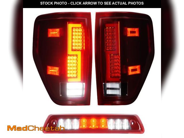 Lot 74-12309222 - LED Tail Lights + 3rd Third Brake Cargo Lamp for Ford F150 2009-2014 (Fleetside Bed Model), High Mou...