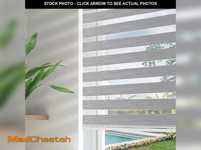Lot 74-12160951 - Joydeco Cordless Zebra Blinds for Windows, Dual Layer Free-Stop Zebra Shades Privacy Light Control f...