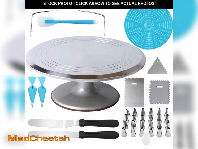 Lot 74-14149055 - Jninexiu 12 Inch Aluminium Alloy Revolving Cake Stand, Rotating Cake Turntable for Cake, Cupcake Dec...
