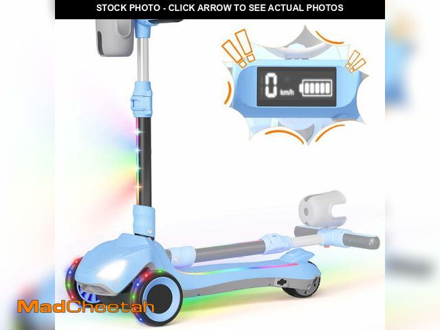 Lot 74-14289241 - SIMATE Electric Scooter for Kids Ages 4-10,Thumb Accelerator, LED Lights LCD Screen, 3 Adjustable He...