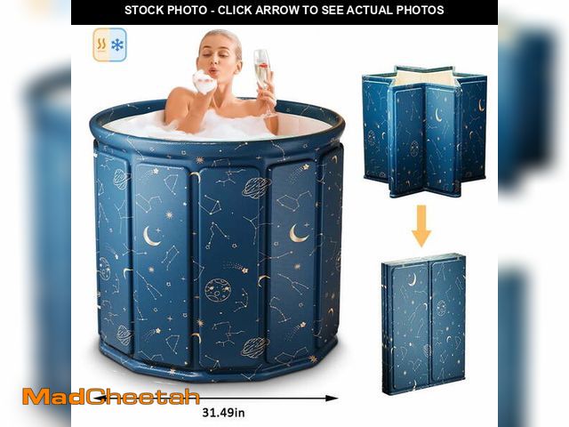 Lot 74-14435891 - Beuway 31"Large Upgraded Foldable Bathtub for Adult,Portable Hot Ice Bath Tub,Soaking Spa,Blue - UNU...