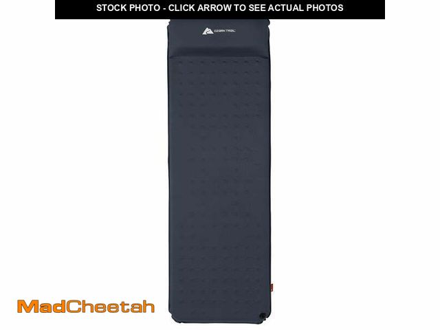 Lot 74-12686894 - Ozark Trail Self-Inflating Camp Pad with Pillow - Grey, Adult, 78" L x 25" W x 2" H - USED