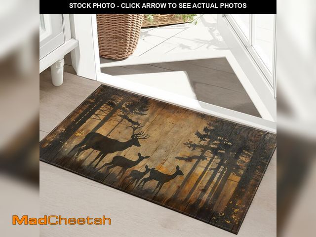 Lot 74-14153048 - SOAYOH Deer Family Indoor Door Mat,Rustic Forest Stag Fawn Entryway Area Rug Front Doormats,Woodland...