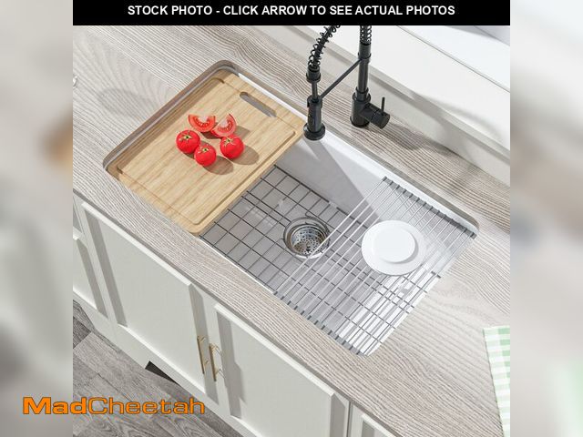 Lot 74-13581344 - Miuara White Undermount Workstation Kitchen Sink 33 Inch - Large Topmount Fireclay Drop In Sink 33"x...