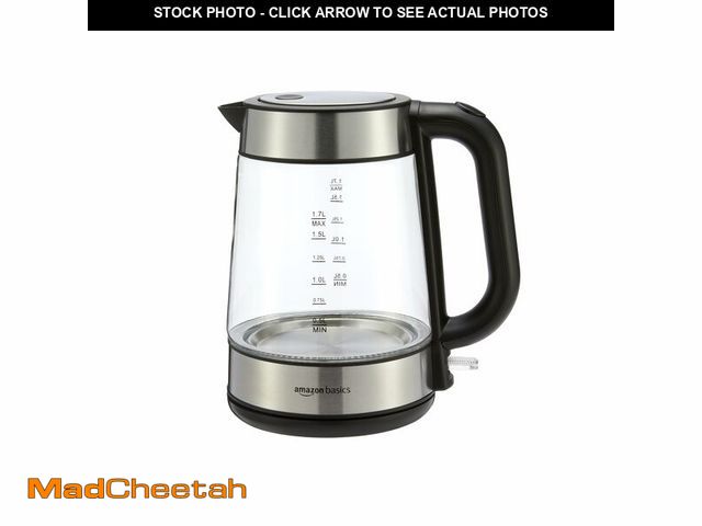Lot 74-12969713 - Basics Electric Kettle with Glass Carafe for Tea and Coffee, BPA-Free, Fast Boiling, Auto Shut-Off, ...