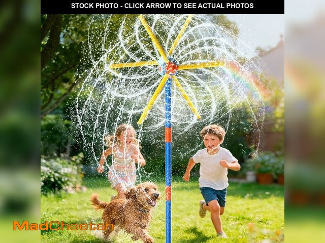 Lot 74-14341075 - VATOS 59" Windmill Water Sprinkler Outdoor Yard Toy for Kids, New Upgrades Double-Sided with 6 Blade...