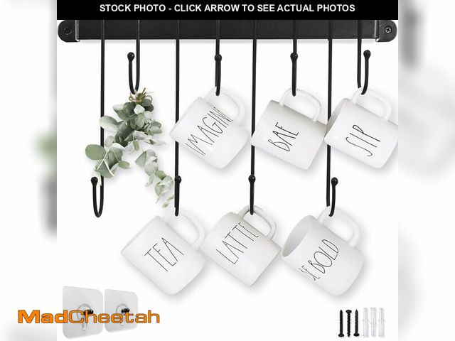 Lot 74-14144375 - AJART Coffee Bar Decor Mug Holder: 17" Coffee Cup Rack for Home Kitchen Office Dining Room Cafe Bar ...
