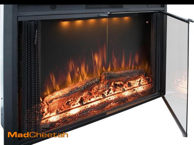 Lot 74-12513329 - Benrocks 50'' Electric Fireplace Inserts with Glass Door, Recessed Wall Electric Fireplace Heater wi...