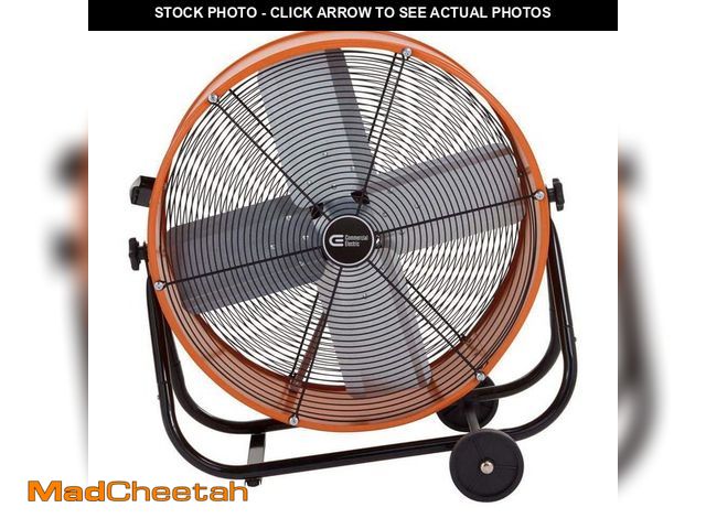 Lot 74-14182076 - Commercial Electric 24 in. 2-Speed Drum Fan in Orange with Tiltable Head and 7.5 ft. Power Cord - UN...