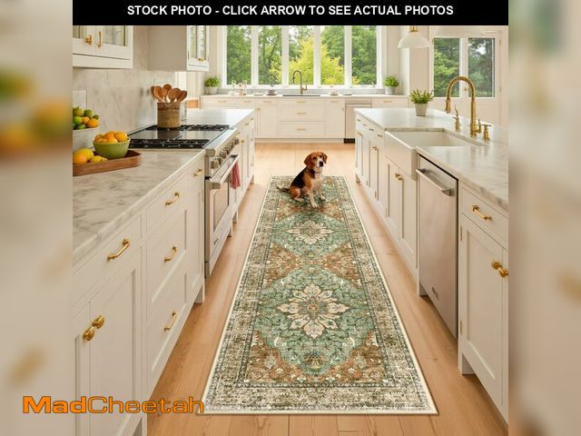 Lot 74-12977098 - RELEANY Area Rugs 2'x8' Washable Non-Slip, Floral Vintage Distress Print Pattern Medallion Carpet fo...