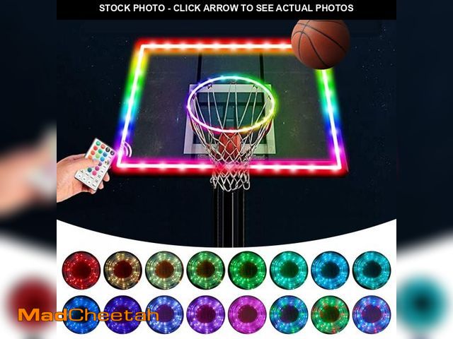 Lot 74-12307310 - Green Bean LED Basketball Hoop Light Rim and Backboard, Remote Control Basketball Rim Light with 16 ...