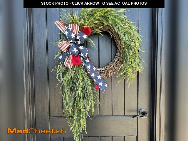 Lot 74-14146356 - Daifunli Patriotic Wreath for Front Door 16 Inch Red White Blue Wreaths 4th of July 250th Anniversar...