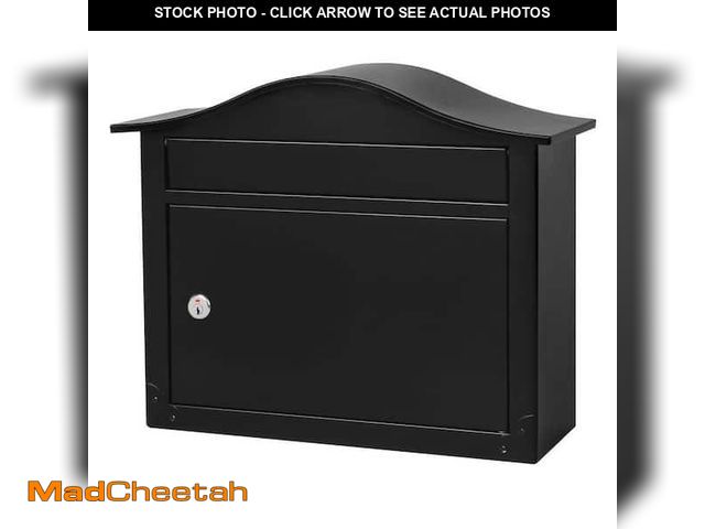 Lot 74-8769769 - Architectural Mailboxes Saratoga Black, Medium, Steel, Locking Wall Mount Mailbox - UNUSED