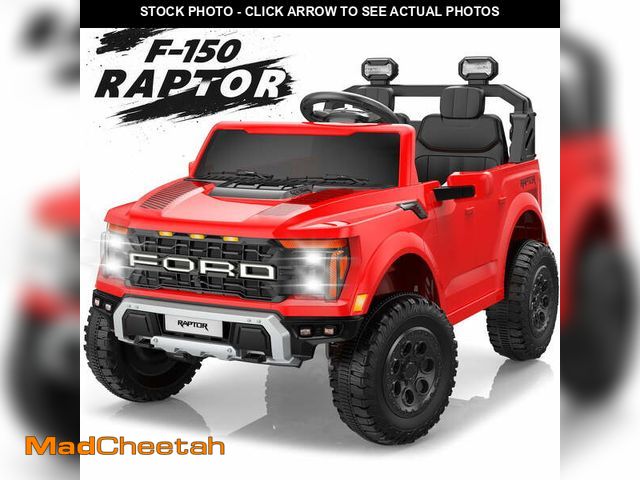 Lot 74-14219643 - iYofe 24V 2 Seater Licensed Ford F-150 Raptor Powered Ride-On Truck with Remote &amp; Safety Belt, R...
