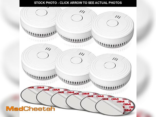 Lot 74-11906226 - Ecoey Smoke Alarm Fire Detector, Battery Included Photoelectric Smoke Detector with Test Button and ...