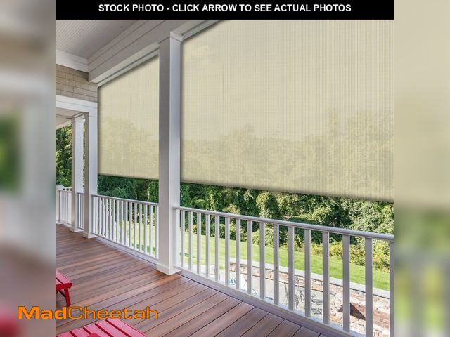 Lot 74-10423095 - (MISSING HARDWARE) SunnyRoyal 5' W X 7' L Patio Shades Roll Up Outdoor Exterior Roller Shades Roll U...