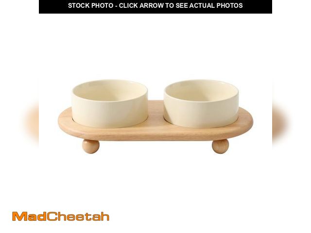Lot 74-12436943 - Havniva Ceramic Elevated Cat Food and Water Bowl, Kitty Bowl, Raised Cat Dish, Pet Feeder (5.1 in, 2...