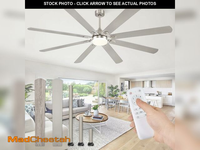 Lot 74-13697979 - Fanbulous 80 Inch Ceiling Fans with Lights,Nickel Modern Ceiling Fan with Remote,Large Farmhouse Ind...