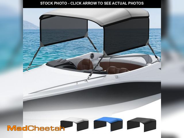 Lot 74-12217297 - KAKIT 3 4 Bow Bimini Top Replacement Cover, 900D Oxford Bimini Tops for Boats with 2 Mesh Sidewalls,...