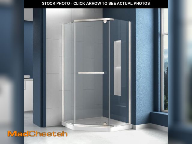 Lot 74-12430834 - CKB 38 in. D x 38 in. W x 72 in. H Neo-Angle Shower Door, 1/4" (6mm) ANSI Tempered Glass with Easy C...