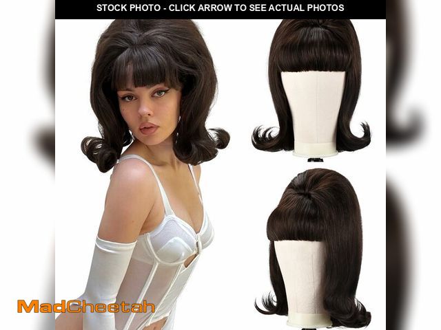 Lot 74-12703048 - LONAI Retro Brown Wig 50s 60s 70s Wig with Bangs for Women Synthetic Hair for Halloween Costume Part...