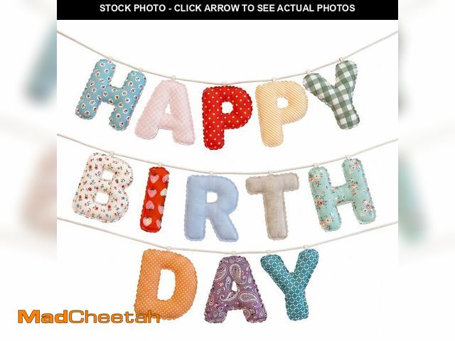 Lot 74-14211302 - Mindsoft Pre-strung Happy Birthday Banner Vintage Floral Birthday Hanging Garland Decor Reusable Cot...
