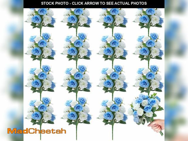 Lot 74-14483206 - Zeyune 16 Bunches 12 Inch Artificial Mini Rose Bouquet 160 Heads Bridal Flower Bouquets Fake Silk Ro...