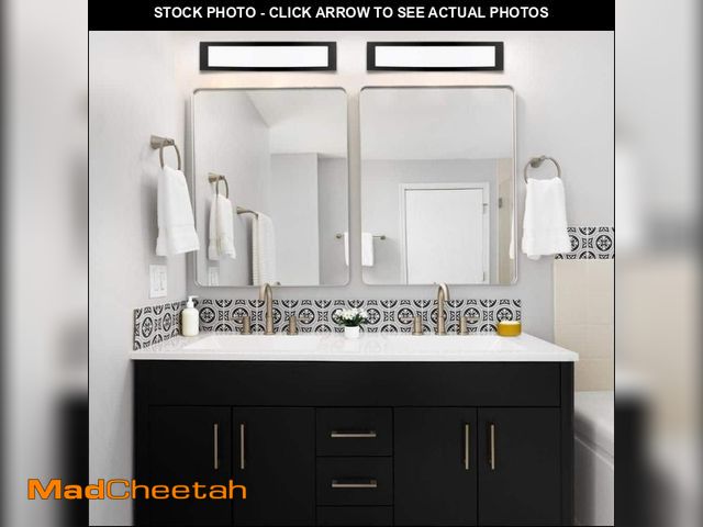 Lot 74-14285169 - Hampton Bay Woodbury 24 in. 1-Light Brushed Nickel LED Vanity Light with Extra Matte Black Trim 2700...