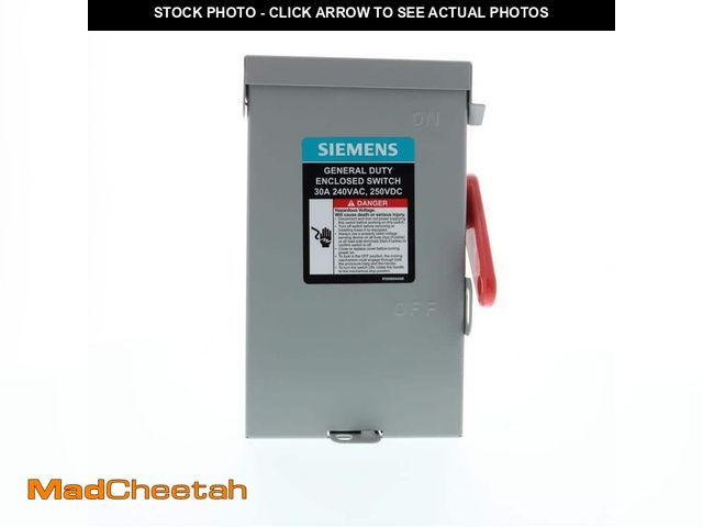 Lot 74-14276992 - Siemens General Duty 30 Amp 2-Pole 3-Wire 240-Volt Fusible Indoor Safety Switch RBPU - USED
