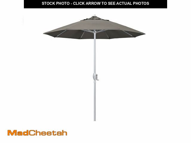 Lot 74-12784911 - California Umbrella 7.5' Rd Aluminum Patio Umbrella, Crank Lift, Auto Tilt, White Finish, 4yr Fade W...