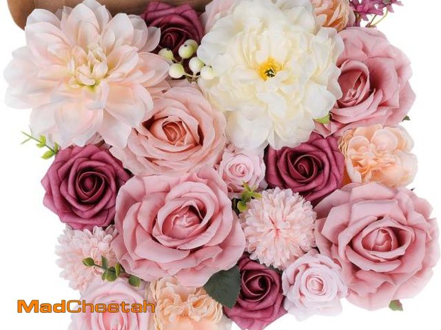 Lot 74-12323075 - AGIRL Rose Artificial Flowers Combo Fake Flowers Pink Roses Silk Flowers with Stems for DIY Bridal W...