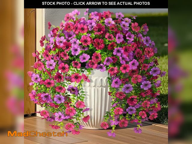 Lot 74-14060656 - INQCMY 2Pcs Artificial Fake Hanging Flowers for Outdoors UV Resistant Artificial Plants for Spring S...