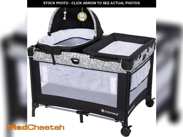 Lot 74-12095920 - Baby Trend Nursery Den Playard with Snooze Pod and Flip Over Changer, Hidden Jungle Trio - UNUSED
