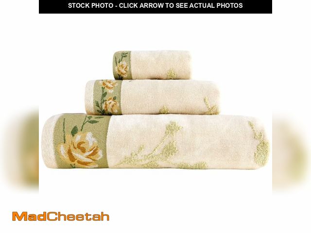 Lot 74-14269098 - KINGSHORE 3 Piece Premium Bath Towel Set (Flowers), 1 Bath Towel 1 Hand Towel 1 Washcloth, Quick-Dry...