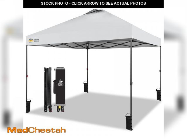 Lot 74-12479343 - CROWN SHADES 10x10 Pop Up Canopy Patented Center Lock One Push Instant Outdoor Canopy Tent White - U...