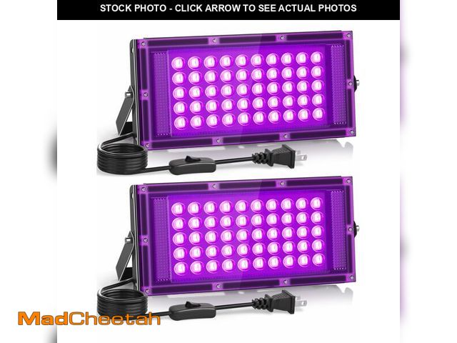 Lot 74-12708212 - 2 Pack 50W LED Black Light, Blacklight Flood Light for Glow Party IP66 Waterproof, Outdoor Black Lig...
