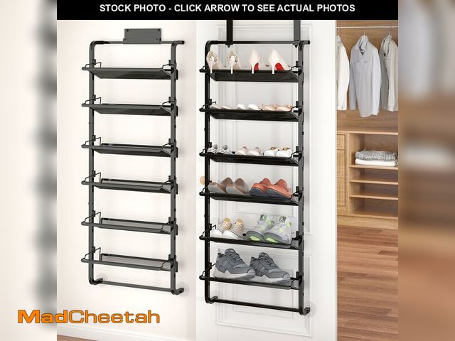 Lot 74-13541112 - bukfen Over The Door Shoe Organizer,6-Tier Adjustable Door-Mounted/Wall-Mounted Shoe Rack,Heavy-Duty...