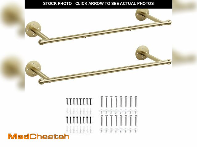 Lot 74-14300551 - OROPY Industrial Pipe Clothing Rack Set of 2, Wall Mounted Clothes Rack, Closet Rods For Hanging Clo...