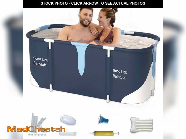 Lot 74-14307802 - GIATUEE 55in Portable Folding Bathtub for Bathroom, Hot Ice Bath Tub for 2 Person , Blue White - USE...