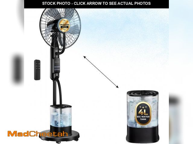 Lot 74-14609162 - Pedestal Misting Fan, Mister Cooling Fan with 4L Large Water Tank, 5 Speeds 3 Modes Misting Standing...
