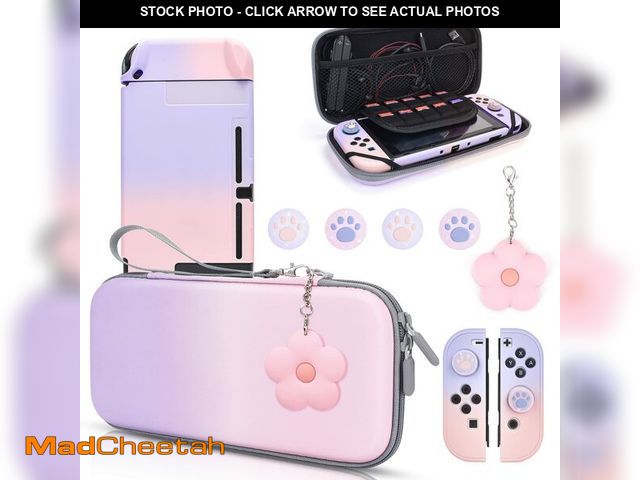 Lot 74-14296255 - DLseego Pink and Purple Switch Case Set Gradient Carrying Case with 10 Slots Cute Protective Dockabl...