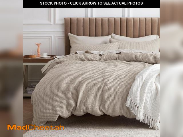Lot 74-11547095 - Bedsure Cotton Duvet Cover King - 100% Cotton Waffle Weave Linen Color Duvet Cover, GentleSoft?? and...