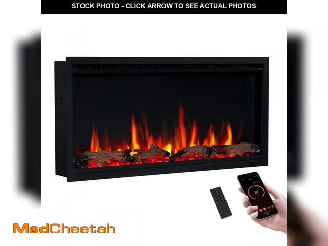 Lot 74-12358839 - PuraFlame Herman 36 Inch Smart Linear Electric Fireplace - Premium Flame with 9 Colors, Clean Design...