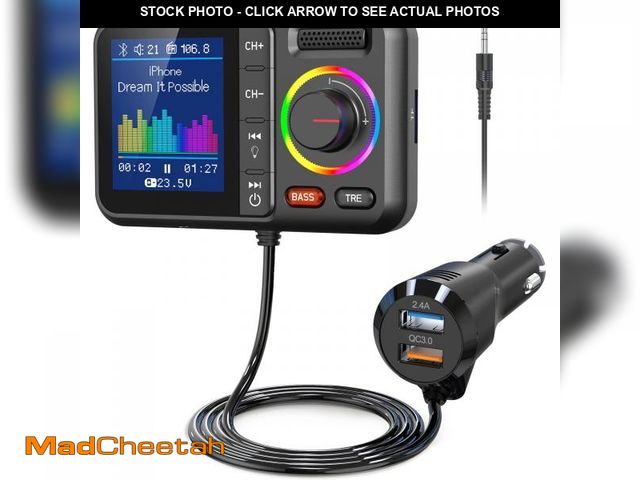 Lot 74-11554492 - Nulaxy Bluetooth FM Transmitter for Car, Wireless Car Bluetooth V5.0 Adapter with Big Color Screen, ...