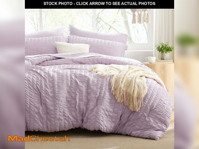 Lot 74-14382625 - Love's cabin Seersucker Lavender Full Comforter Set, 7-Piece All Season Lightweight Bed in a Bag Bed...