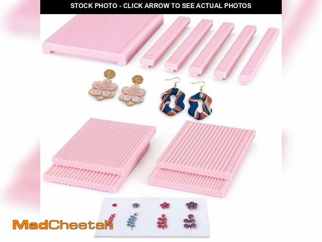 Lot 74-14385826 - Thenshop 17 Pcs Polymer Clay Tool Kit 12 Clay Tube Hoop Roller Guide 1 Pink Rolling Board 4 Polymer ...